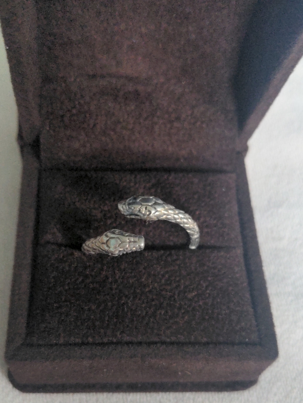 Silver Snake Head Reptile Ring - Silver